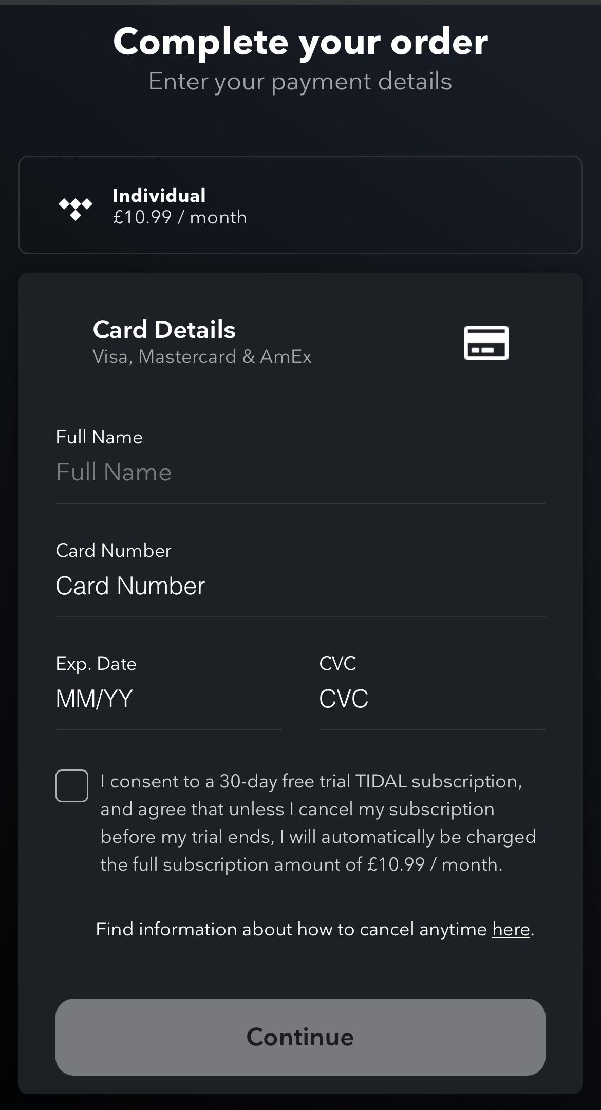 TIDAL legal consent language